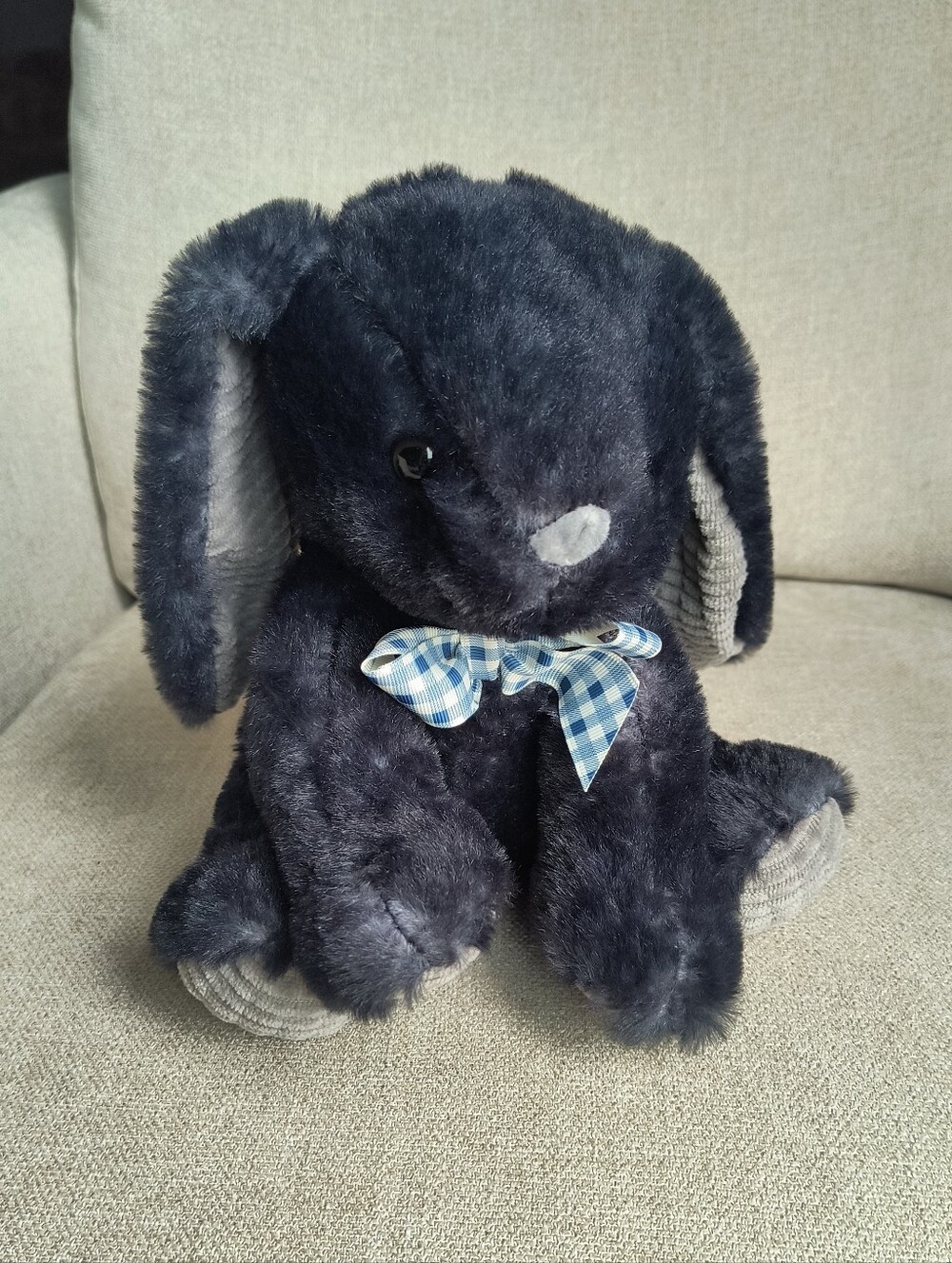 Homerbest Plush Bunny Black Gray Cord Rabbit Lop Eared Stuffed Animal Toy